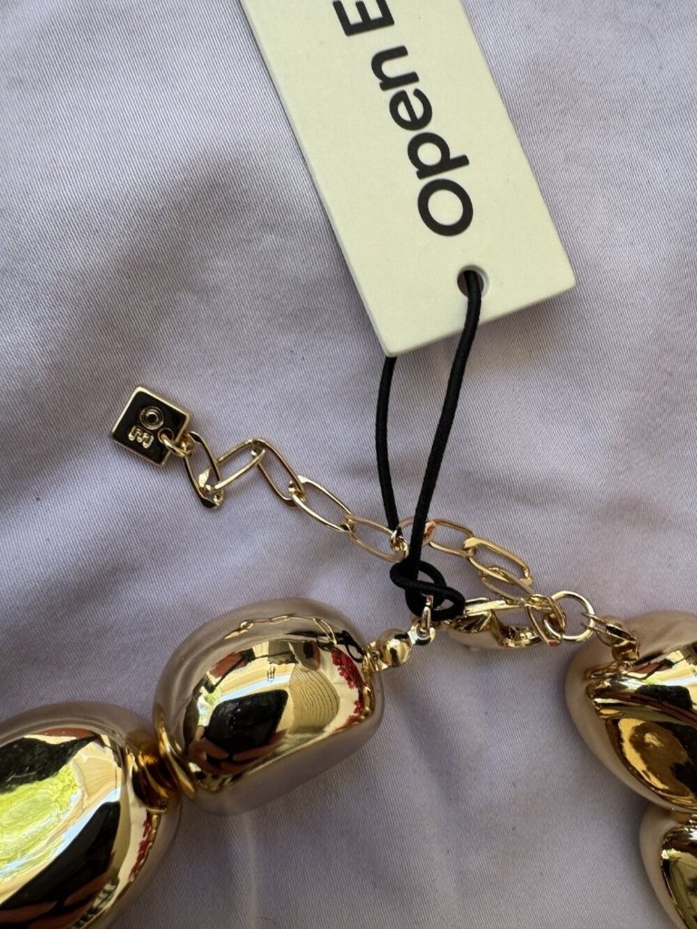 Open Edit Nordstrom Gold Tone Chunky Puffy Pebble Bead Collar Necklace 20" NEW - Picture 6 of 8